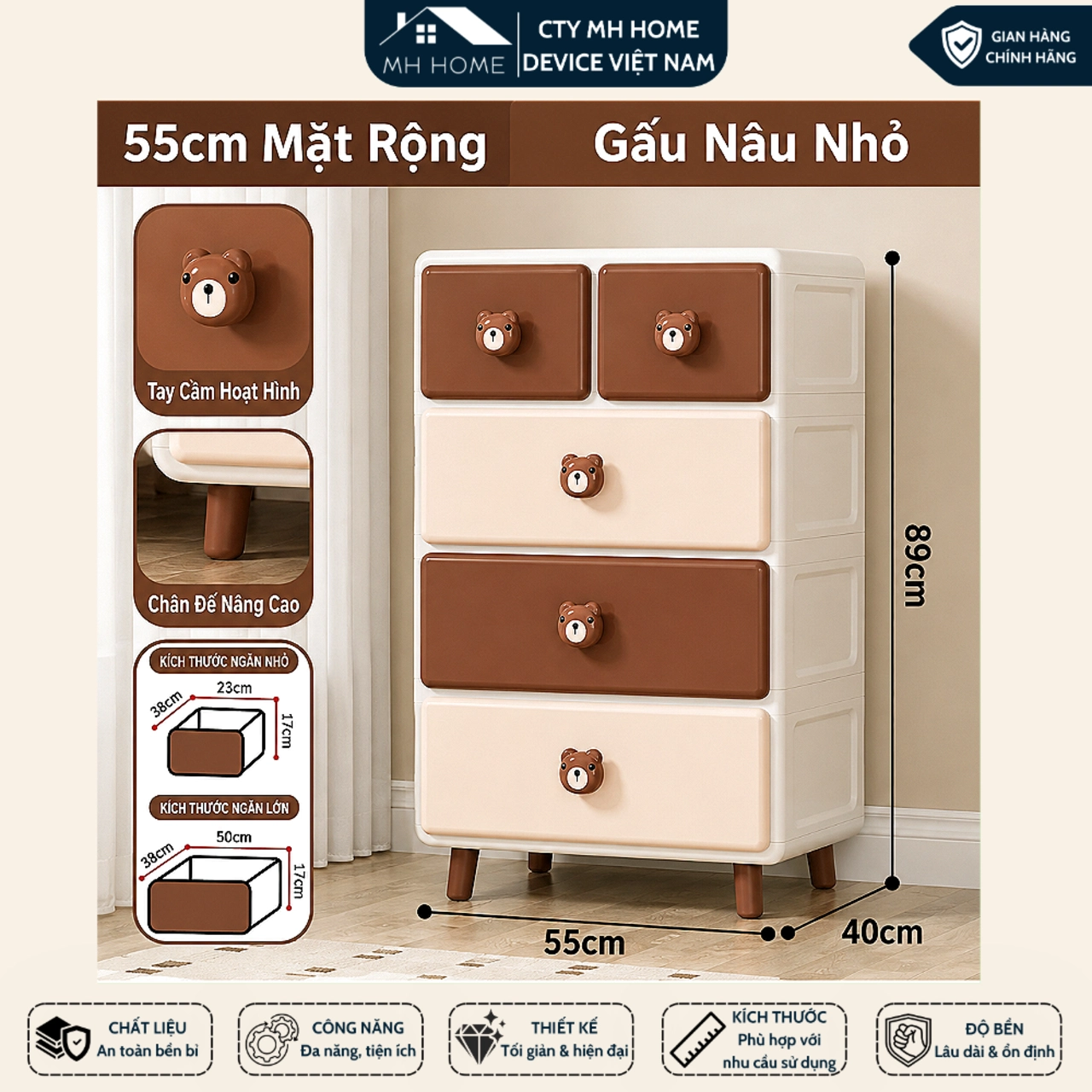 [Loại To]Tủ Thỏ - Gấu Nhựa Đựng Đồ Nhiều Ngăn - Tủ Đa Năng Có Ngăn Kéo Đựng Quần Áo, Đồ Cá Nhân